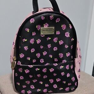 Juicy Couture Black and Pink Rose Backpack